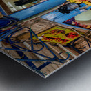 Greengrocer stall in the old city of Jerusalem busy with shopper Metal print