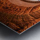 Statue of Mary and Jesus in a chapel with candles Metal print