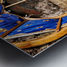 Visiting grotto of nativity in Bethlehem Jerusalem during the d Metal print