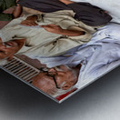 Men playing cards on the street in Bikaner Rajasthan during the Metal print