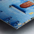 Walking along the blue streets of Jodhpur in Rajasthan India Metal print