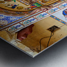 Bundi Rajasthan house with painted walls and a woman sweeping Metal print