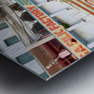 Barechested men offer prayers by the Ganges River in Varanasi Metal print