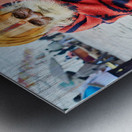 Holy man sadhu sits with offerings in Varanasi Uttar Pradesh Metal print