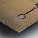 Displays of ancient artifacts are shown in glass cases Metal print