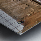 Pompeii site showing artifacts and a plaster cast of a victim Metal print