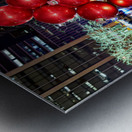 Manhattan showcases big red ornaments at Christmas time Metal print