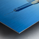 Tourists view Manhattan skyline from a boat on the water in New  Metal print