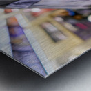 Dog riding in bag on subway in Manhattan New York City Metal print