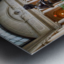 Visitors explore the courtyard at the Frick Collection in Manhat Metal print