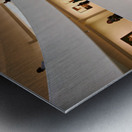 People walk through the spiraled structure of Solomon R Metal print