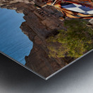 Tourists ride camels at Petra archaeological site in Jordan Metal print