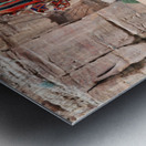 Camels wait for tourists at Petra archaeological site in Jordan Metal print