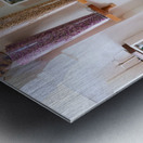 Herbal remedy shop in Marrakesh showing colorful bags of herbs Metal print