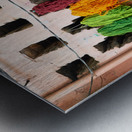 Hanging dyed threads in the dyers souk of Marrakesh Morocco Metal print