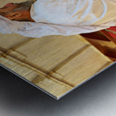 Elderly man reading Quran inside Umayyad Mosque in Damascus Syri Metal print