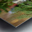 Young woman smokes hookah in outdoor cafe in Aleppo Syria Metal print