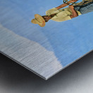 Traditional fishing on Inle Lake in Myanmar by local fisherman Metal print