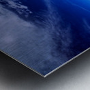 Vehicles traverse a vast arid salt flat landscape. Metal print