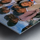 Diverse group of children posing outdoors with varied expression Metal print