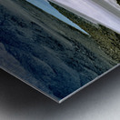 Scenic desert lake with white shore and rocky mountains. Metal print