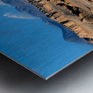 Rugged desert mountains under a clear blue sky with clouds. Metal print