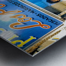 Lively fish market with fresh seafood and a peace sign. Metal print