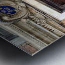 Woman in Kathmandu looks out from window in old building Metal print