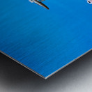 City skyline at sunset over Marina Bay with reflections on water Metal print