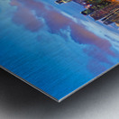 City lights shine over Marina Bay in Singapore at sunset Metal print