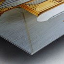 Wooden church interior with organ in Vik i Myrdal Iceland Metal print