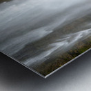 Woman walks near Seljalandsfoss waterfall in Iceland Metal print