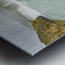 Exploring Godafoss waterfall in Iceland on a cloudy day Metal print