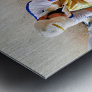 Fish market in Muscat Oman shows workers preparing fish Metal print