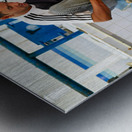 Fish seller prepares catch at Nizwa Oman fish market Metal print