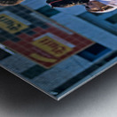 Family travels on rickshaw in busy Lahore streets Metal print