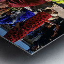 Market scene in Khiva with local produce and vendors Metal print