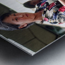 Street food vendors serve meat skewers in Samarkand Uzbekistan Metal print