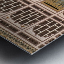 Historic house facade in Samarkand shows ancient design Metal print