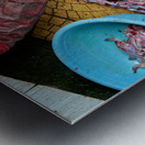 Market activity in Hanoi with fish preparation in progress Metal print