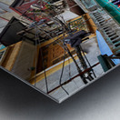 Locals near train tracks in Ho Chi Minh City Vietnam Metal print