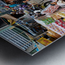 Motorbike family ride through busy Ho Chi Minh street in Vietnam Metal print