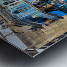 Busy street scene in Ho Chi Minh City with motorbikes and shops Metal print