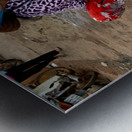 Fish seller in Phu Quoc market shows fresh catch for sale Metal print