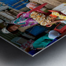 Women selling chickens at market in Phu Quoc Vietnam Metal print