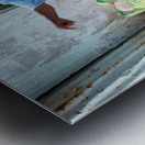 Local butcher selling meat in Phu Quoc market area Metal print