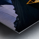 Colorful cabins in Longyearbyen Svalbard near snowy mountains Metal print