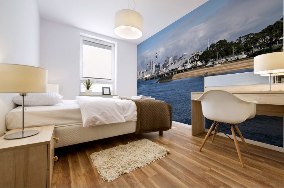 Auckland. New Zealand. The skyline of the city from Devonport Mural print