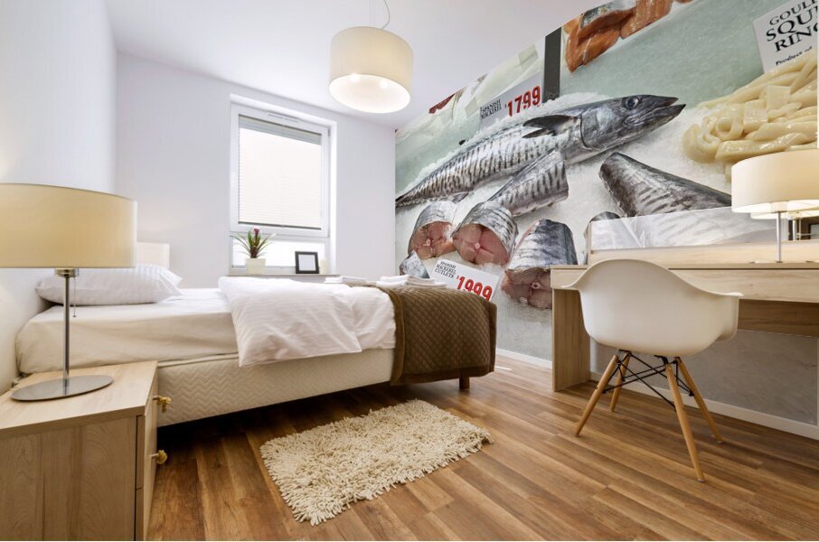 Sydney. New South Wales. Australia. The Fish Market. Fresh mackerel Mural print