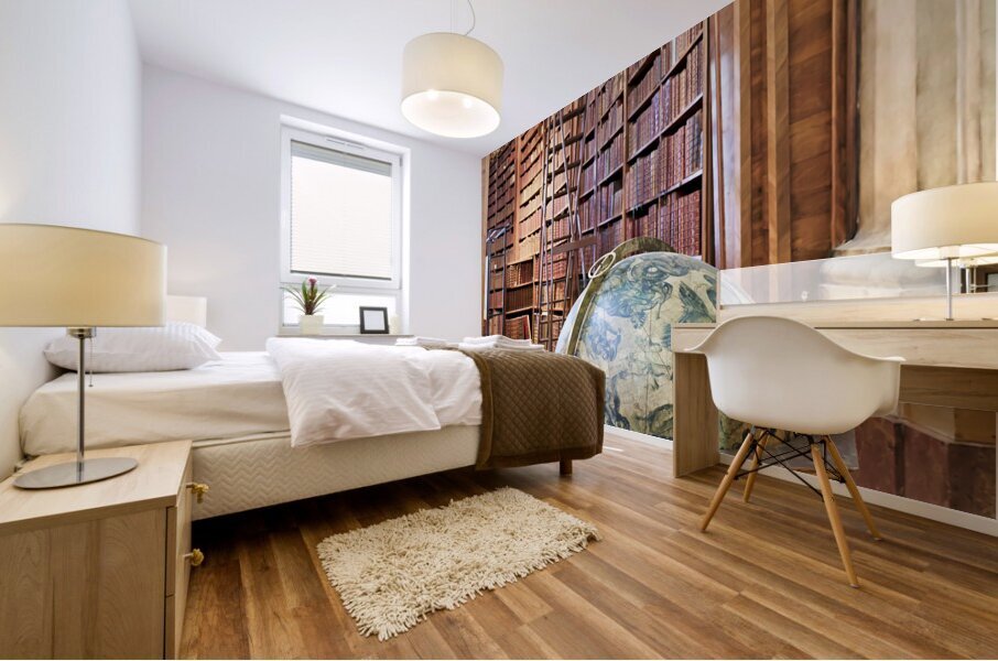 The Prunksaal center of the old imperial library inside the Austrian National Library. Vienna Austria Mural print